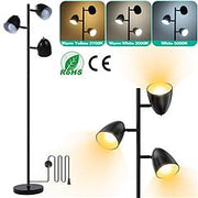 Black Tree Standing Floor Lamp Metal 3 Color Temperature Reading LED Bulb Light