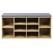 10-Cube Organizer Shoe Storage Bench with Cushion for Entryway-Beige
