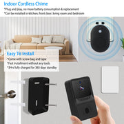 Smart Wireless Chime WiFi Doorbell Security 2 Way Intercom Visual Bell