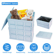 2Pcs 56L Collapsible Storage Bins With Dustproof Lid Waterproof Interior Bag Handle Stackable Storage Box Container Utility Organizer Crate For Campin