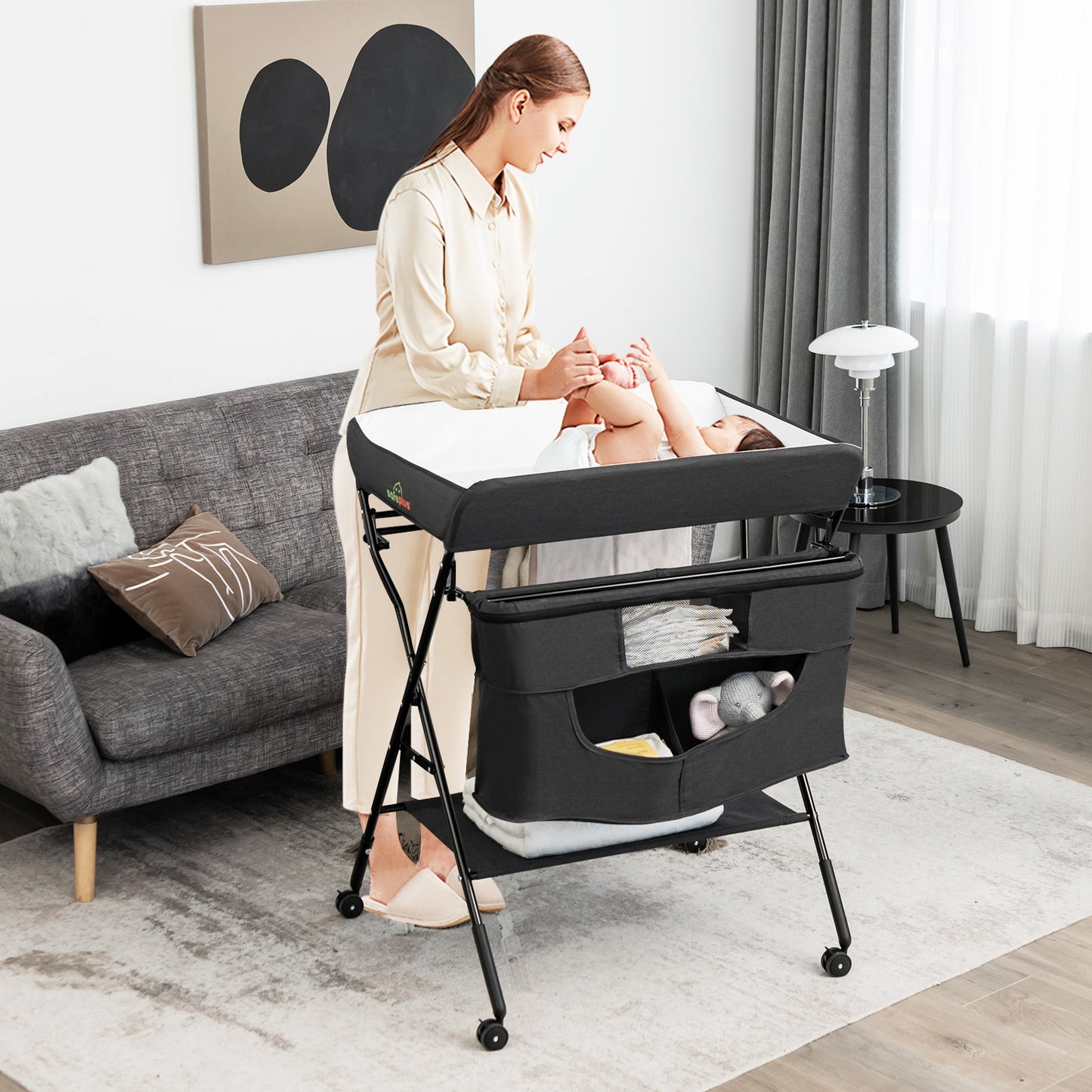 Portable Adjustable Height Newborn Nursery Organizer with