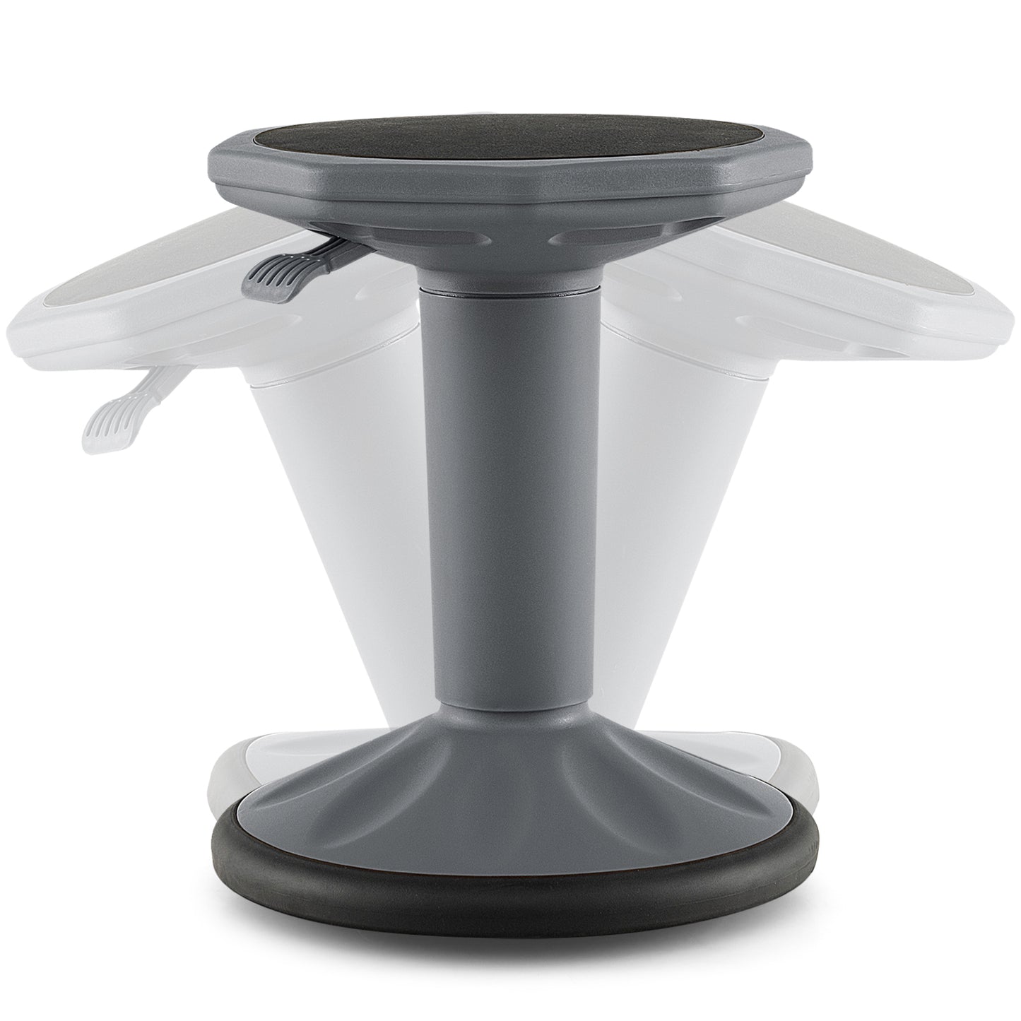 Adjustable Active Learning Stool Sitting Home Office Wobble Chair with Cushion Seat-White - Gray