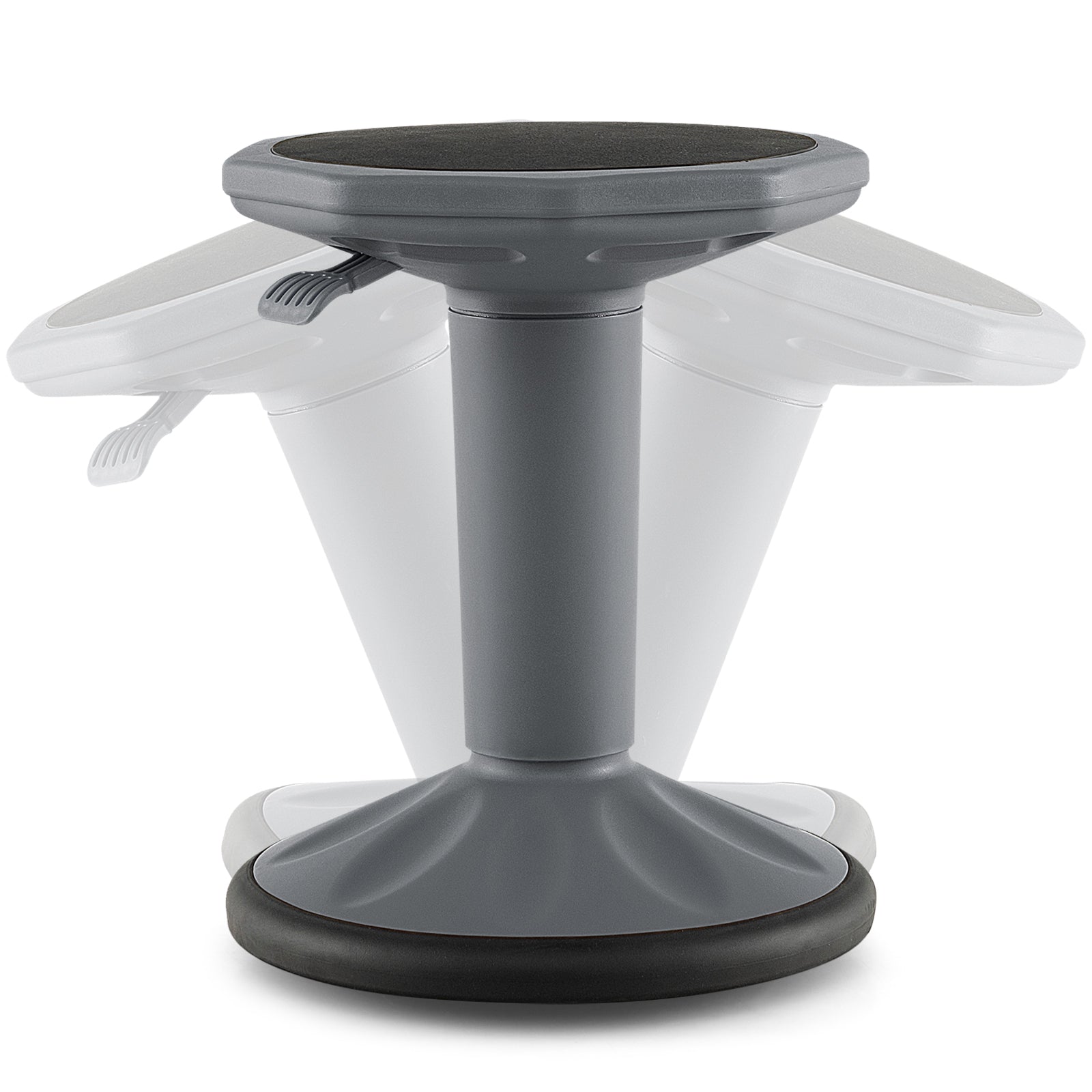 Adjustable Active Learning Stool Sitting Home Office Wobble Chair with Cushion Seat-White - Gray