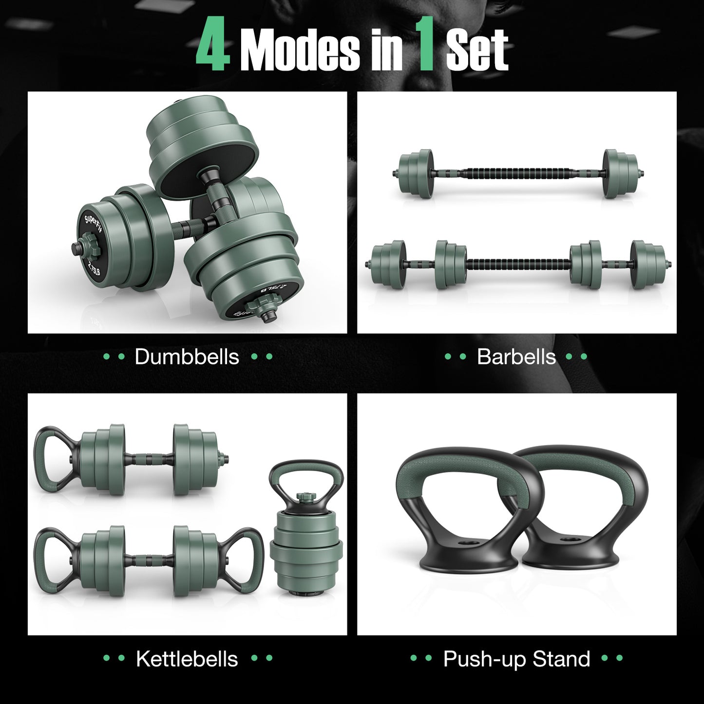 Adjustable Weight Dumbbell Set with Connector-Black & Gray