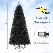6/7 FT Artificial Christmas Tree with Bendable Top Section and Warm Light