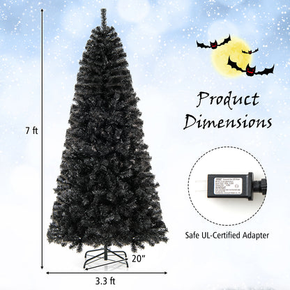 6/7 FT Artificial Christmas Tree with Bendable Top Section and Warm Light