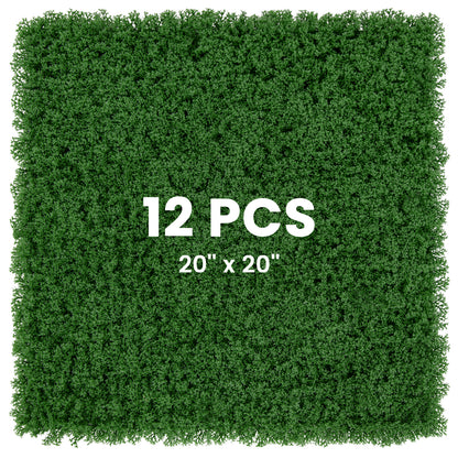 12 Pieces 20 x 20 inches Artificial Grass Wall Panels for Garden Yard Balcony-Light Green - Green