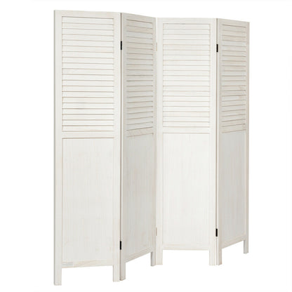 5.6 Ft Tall 4 Panel Folding Privacy Room Divider-White