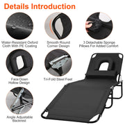 Folding Tanning Lounge Chair with Face Hole