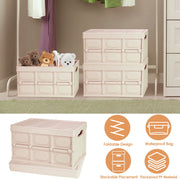 2Pcs 30L Collapsible Storage Bins With Dustproof Lid Waterproof Interior Bag Handle Stackable Storage Box Container Utility Organizer Crate For Campin