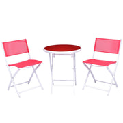 3 Pieces Patio Folding Bistro Set for Balcony or Outdoor Space-Red