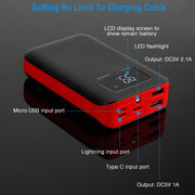 10000mAh Portable Power Bank Dual USB Charge Ports with LCD Display