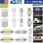 14Pcs T10/31mm/36mm/41mm/1156 Festoon LED Light Bulb Interior Dome Map LED Lights License Plate Trunk Side Positioning Lights 6000K White