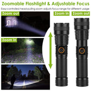 Tactical LED Flashlight Zoomable Rechargeable