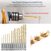 13 Pcs Hex Shank Drill Bit Set Titanium Coated