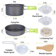 9Pcs Camping Cooking Ware Set