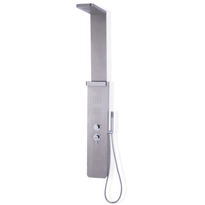 59” Stainless Steel Shower Panel with Massage Jets and Hand Shower