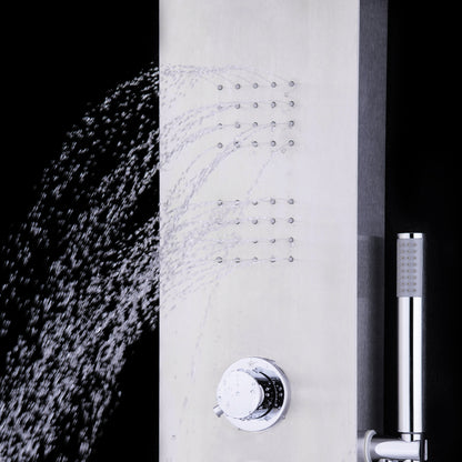 59” Stainless Steel Shower Panel with Massage Jets and Hand Shower