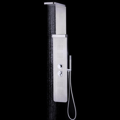 59” Stainless Steel Shower Panel with Massage Jets and Hand Shower