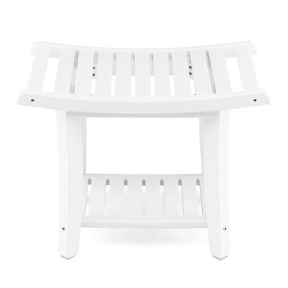 Waterproof Bath Stool with Curved Seat and Storage Shelf
