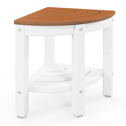 Heavy Duty Corner Shower Bench Stool with Storage Shelf for Shaving Legs