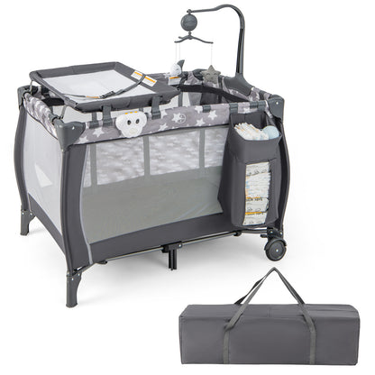 Portable Baby Playard with Changing Table Bassinet and Music Box