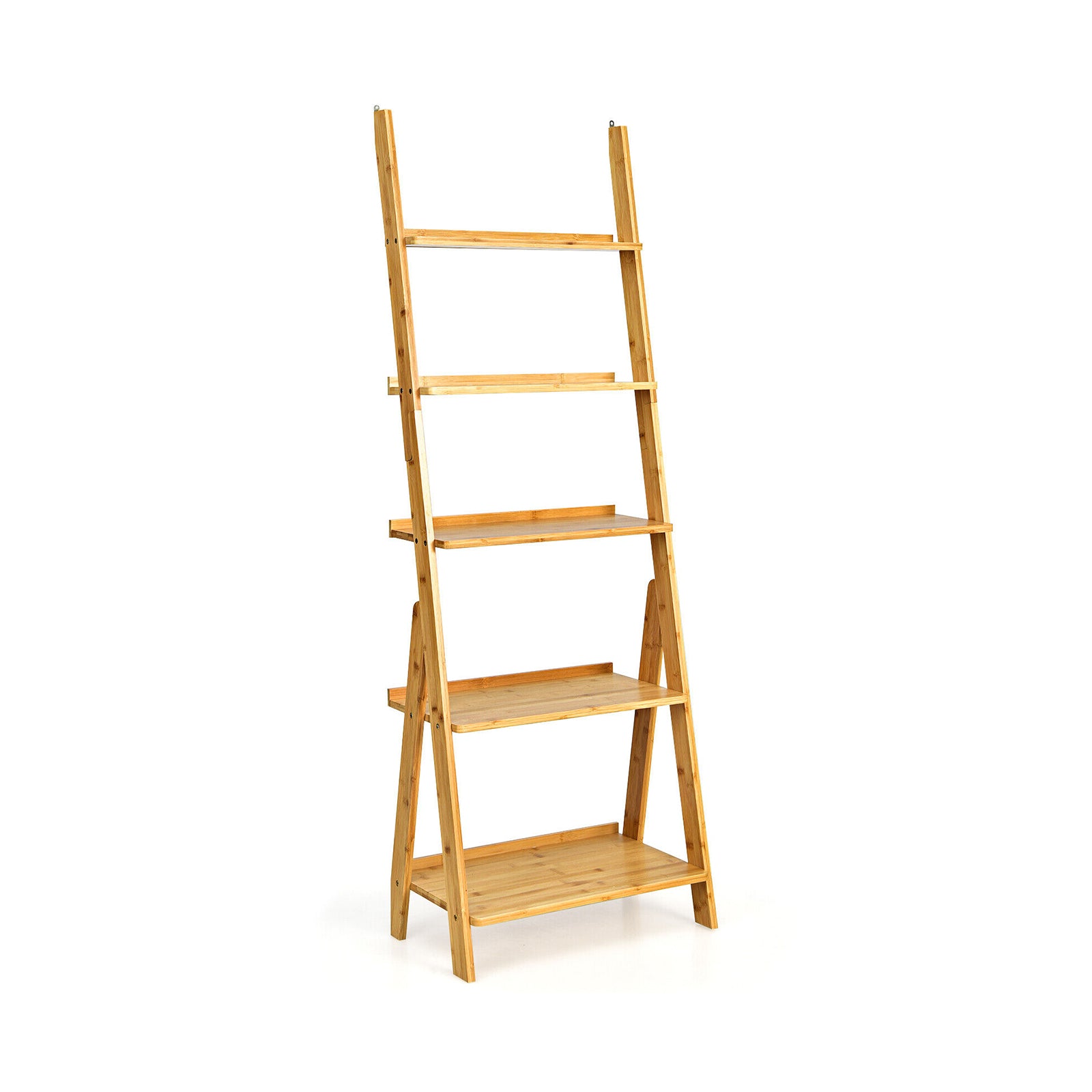 5-Tier Bamboo Ladder Shelf for Home Use-Natural - Natural
