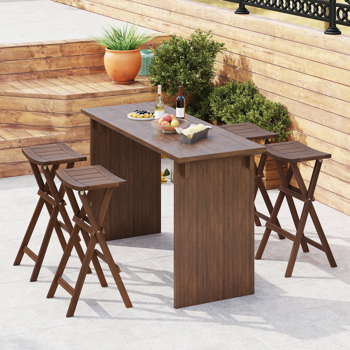 Bar Stools Set of 2 with Saddle Seat and Footrest for Kitchen Island and Balcony
