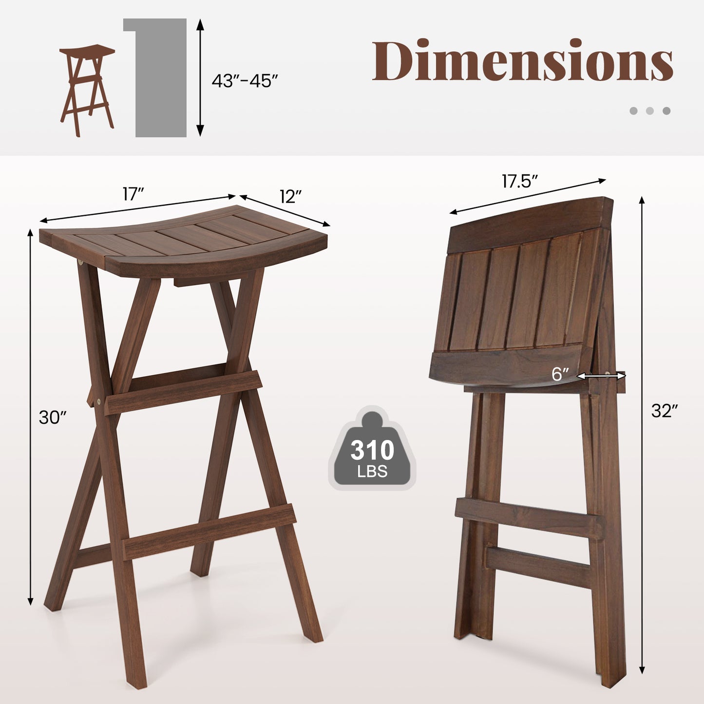 Bar Stools Set of 2 with Saddle Seat and Footrest for Kitchen Island and Balcony