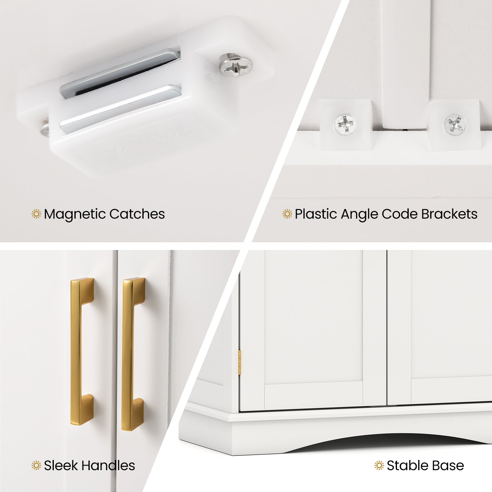 Bathroom Floor Storage Cabinet with 2 Doors and Adjustable Shelves-White