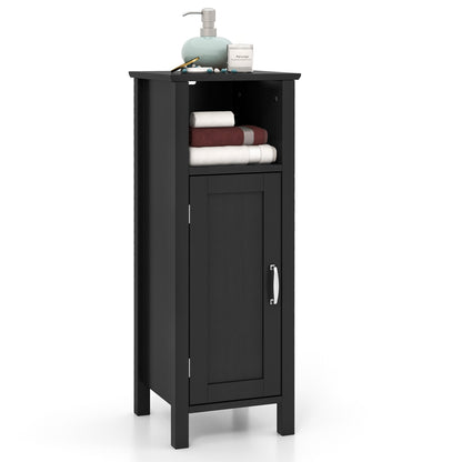 Bathroom Storage Organizer with 2-Tier Cabinet-Gray - Black