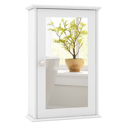 Bathroom Wall Cabinet with Single Mirror Door-Brown - Default
