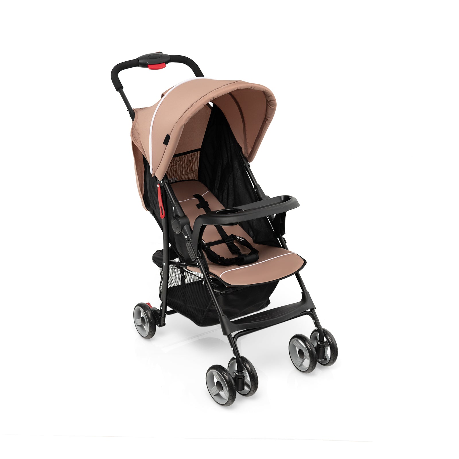 Toddler Travel Stroller for Airplane with Canopy and Adjustable Backrest-Gray - Coffee