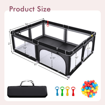 Extra-Large Safety Baby Fence with 50 Ocean Balls