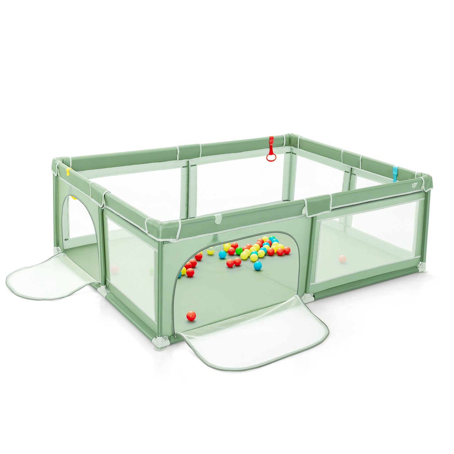 Extra-Large Safety Baby Fence with 50 Ocean Balls-Green - Green