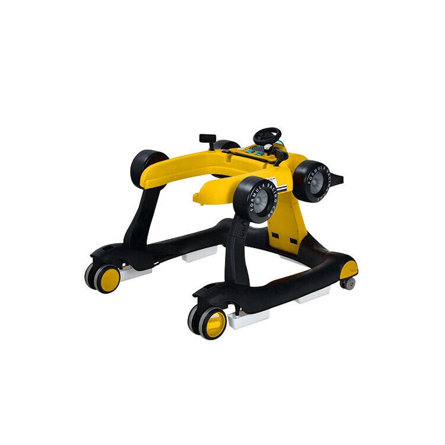 4-in-1 Foldable Activity Push Walker with Adjustable Height-Green - Yellow