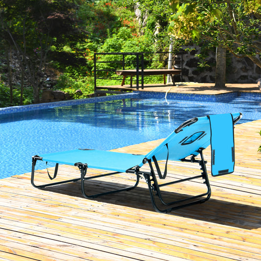 Beach Chaise Lounge Chair with Face Hole and Removable Pillow