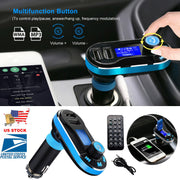 Car Wireless FM Transmitter Dual USB Charger Hands-free Call MP3 Player