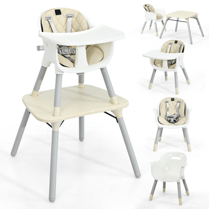 4-in-1 Baby Convertible Toddler Table Chair Set with PU Cushion