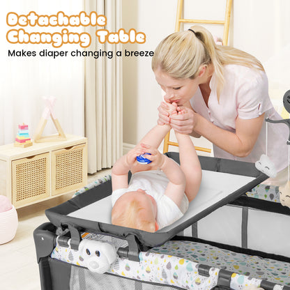 Multi-Functional Baby Playpen with Mattress and Removable Changing Table