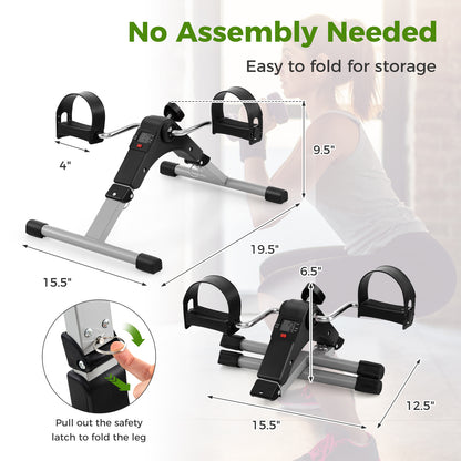 Under Desk Exercise Bike Pedal Exerciser with LCD Display for Legs and Arms Workout