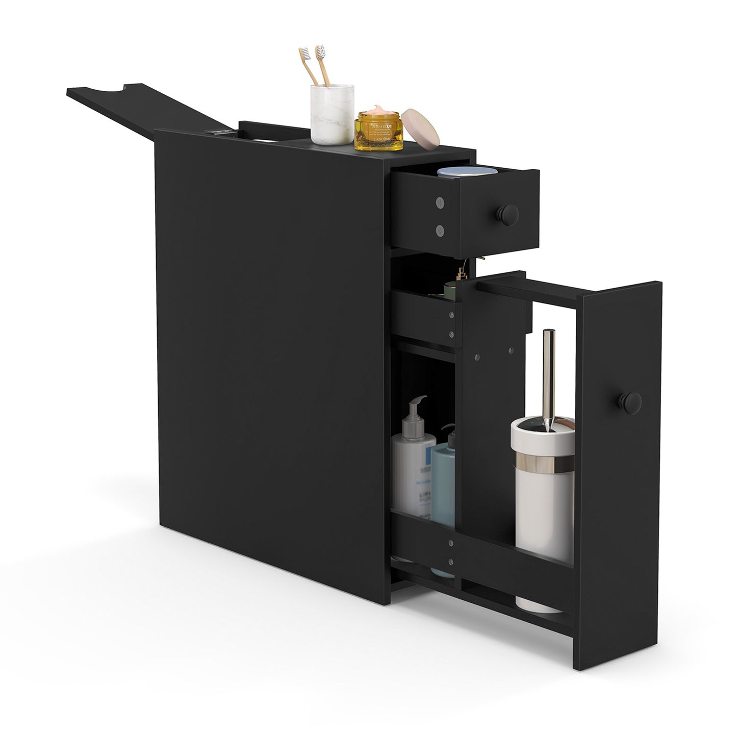 Black Bathroom Cabinet Space Saver Storage Organizer