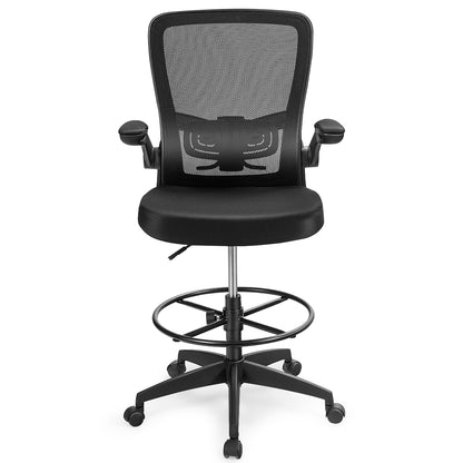 Height Adjustable Drafting Chair with Flip Up Arms