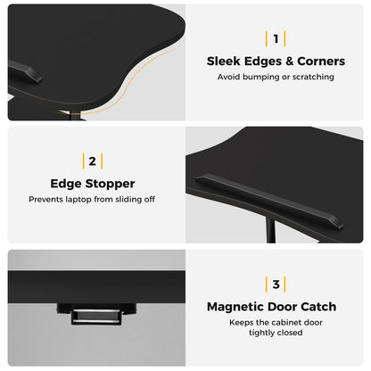 Adjustable Mobile Standing Desk Cart with Tilt Desktop and Cabinet