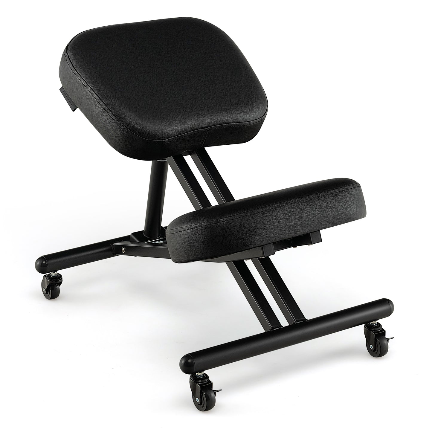 Adjustable Ergonomic Kneeling Chair with Upgraded Gas Spring Rod and Thick Foam Cushions-Black