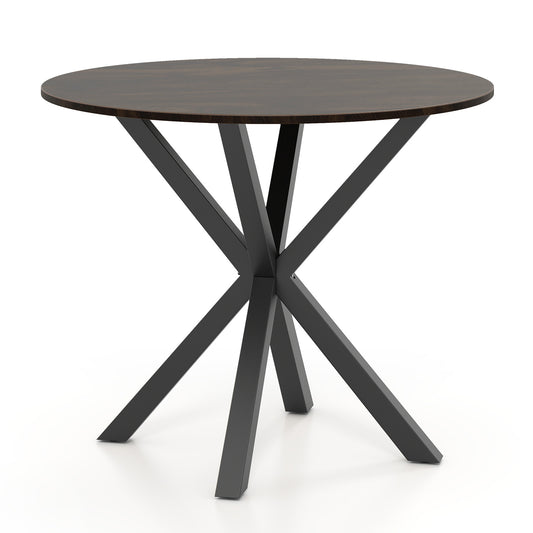 36 Inch Wood Dining Table with Intersecting Pedestal Base for 2-4 People
