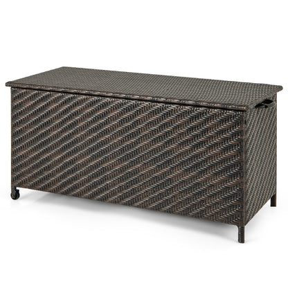 85 Gallon Outdoor Storage Box with Removable Liner and Universal Wheels