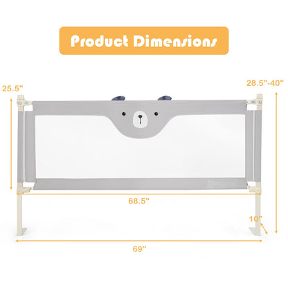Vertical Lifting Baby Bedrail Guard with Lock-Gray