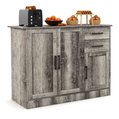 Buffet Storage Cabinet Kitchen Sideboard with 2 Drawers-Gray