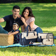 11Pcs Baby Nappy Diaper Bags Set for Mom Dad Mummy Shoulder Bags Multifunctional Diaper Handbags with Food Bag Bottle Bag Diaper Pad Burp Cloth 2 Hook